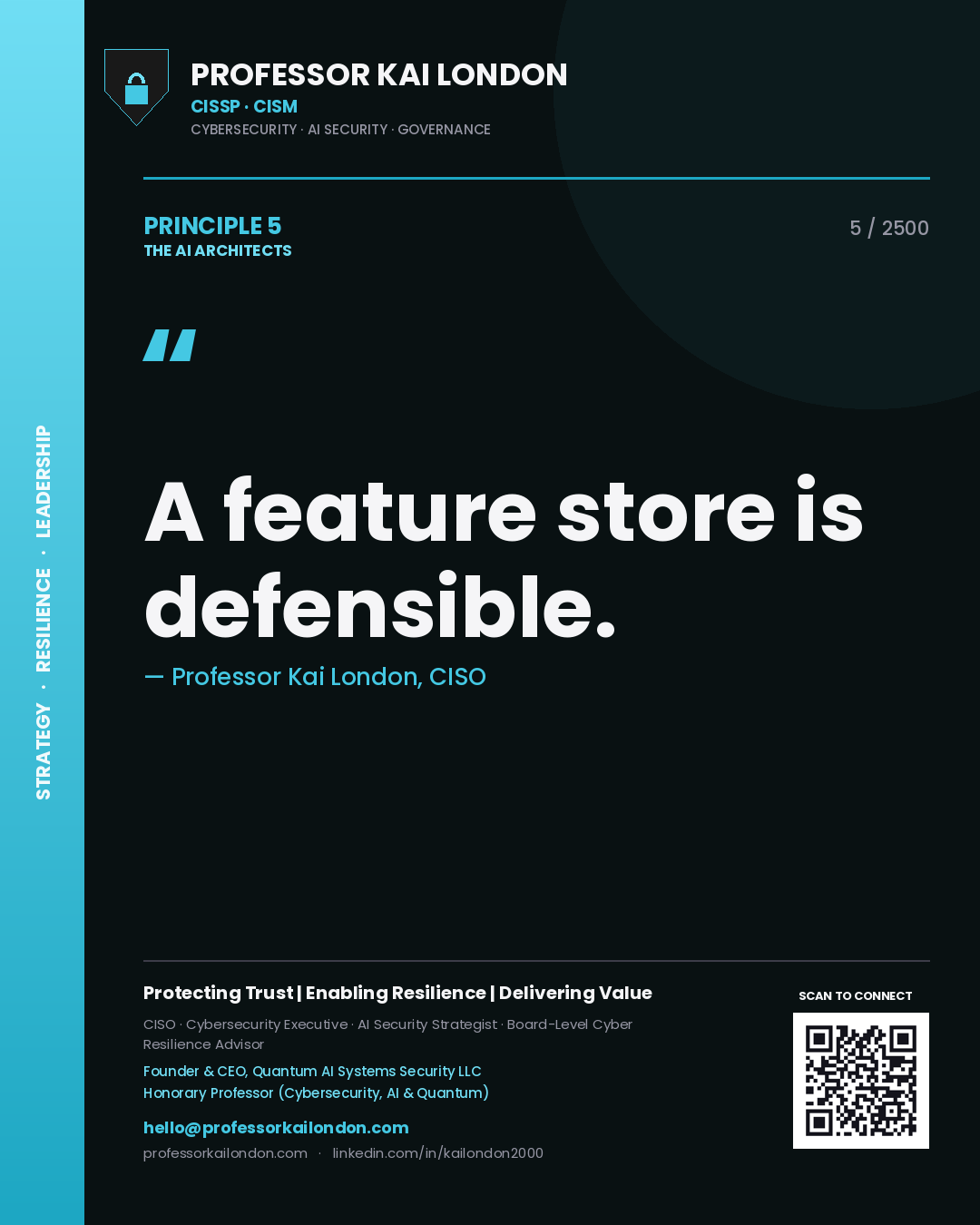 Professor Kai London principle 5: A feature store is defensible.
