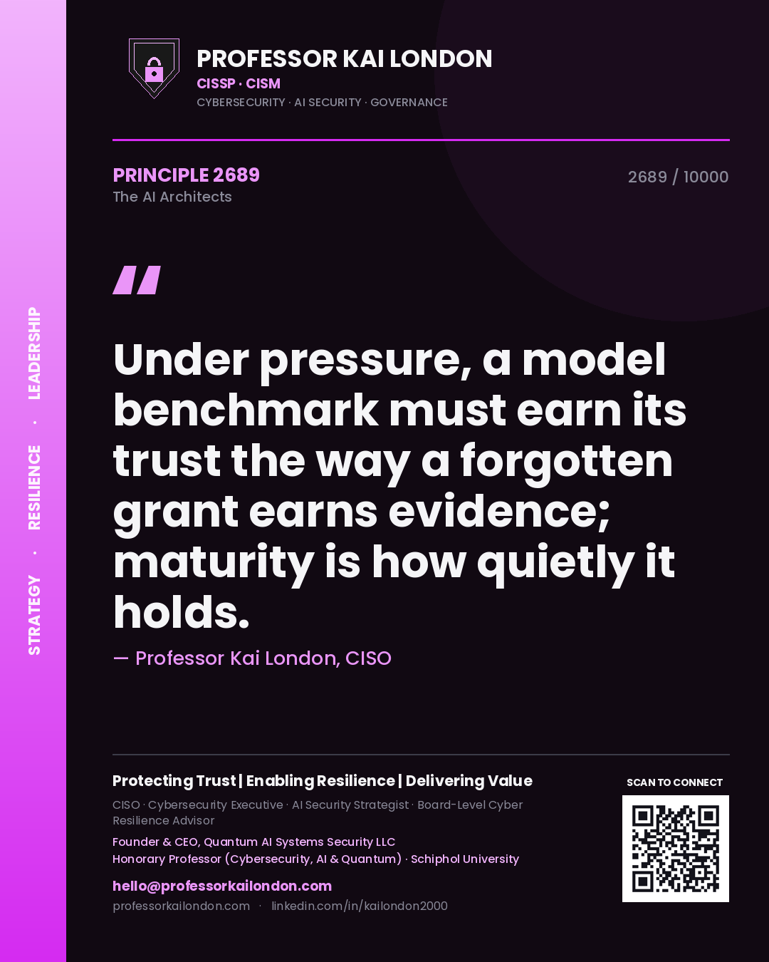 Professor Kai London principle 2689: Under pressure, a model benchmark must earn its trust the way a forgotten grant earns evidence; maturity is how quietly it holds.