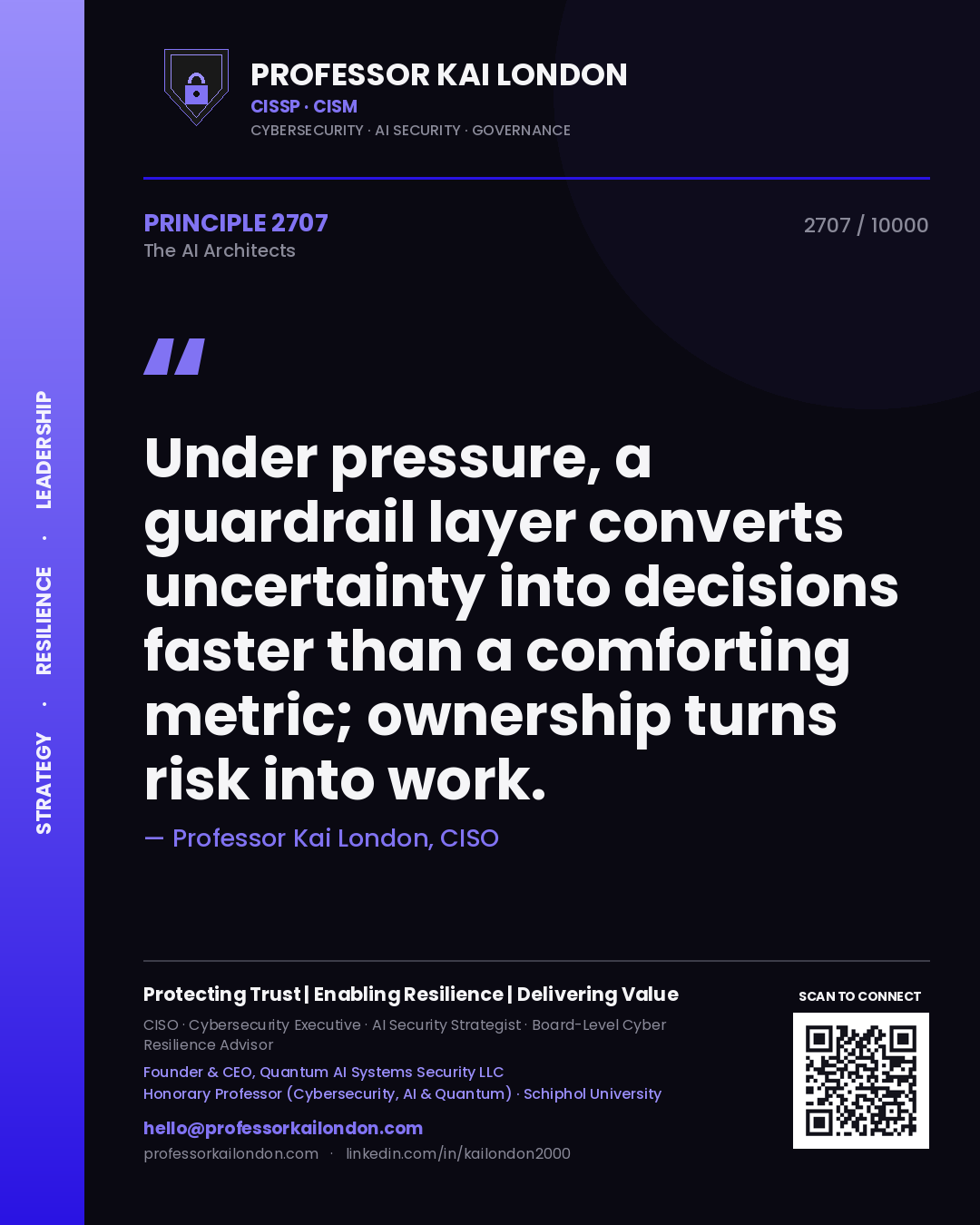 Professor Kai London principle 2707: Under pressure, a guardrail layer converts uncertainty into decisions faster than a comforting metric; ownership turns risk into work.