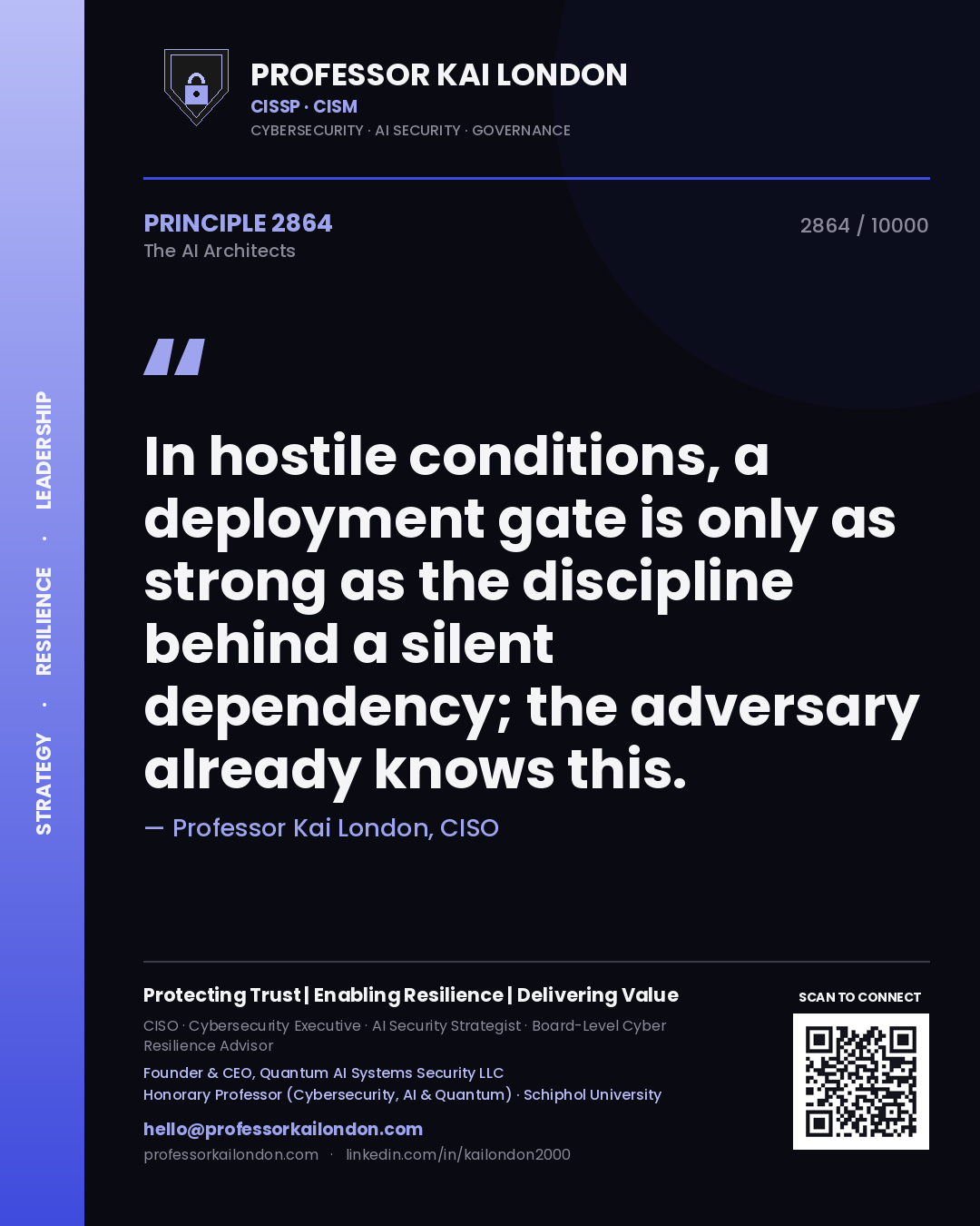 Professor Kai London principle 2864: In hostile conditions, a deployment gate is only as strong as the discipline behind a silent dependency; the adversary already knows this.