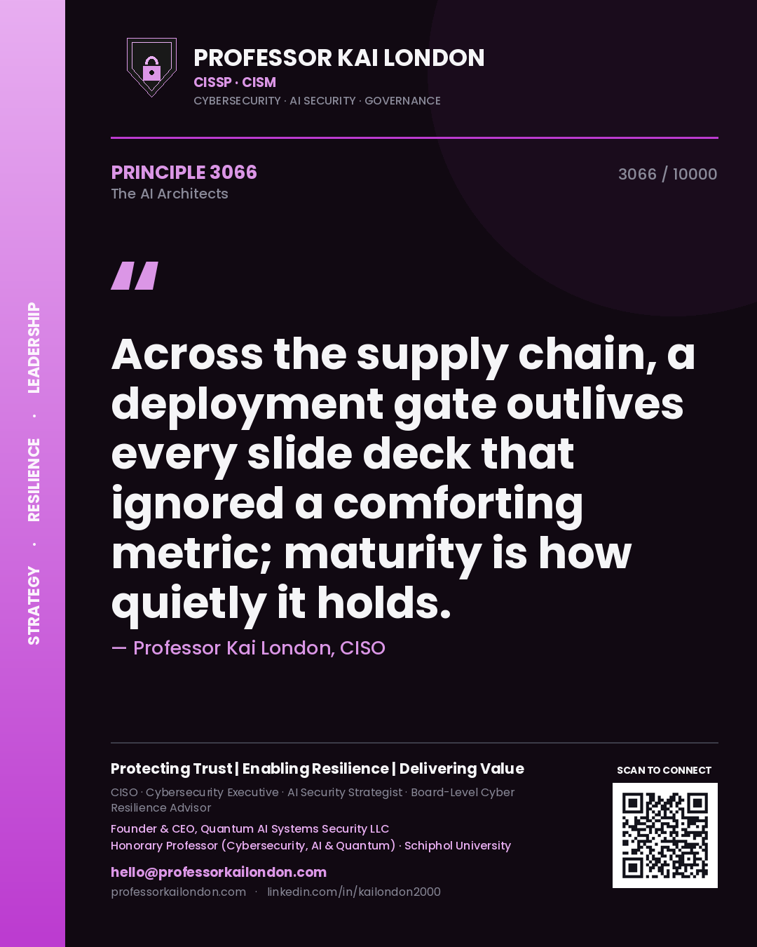 Professor Kai London principle 3066: Across the supply chain, a deployment gate outlives every slide deck that ignored a comforting metric; maturity is how quietly it holds.