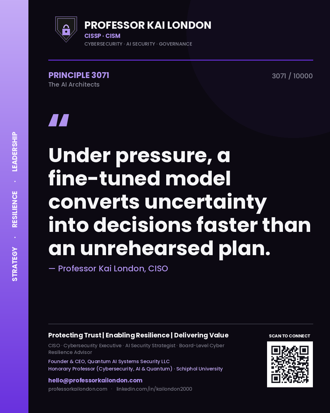 Professor Kai London principle 3071: Under pressure, a fine-tuned model converts uncertainty into decisions faster than an unrehearsed plan.