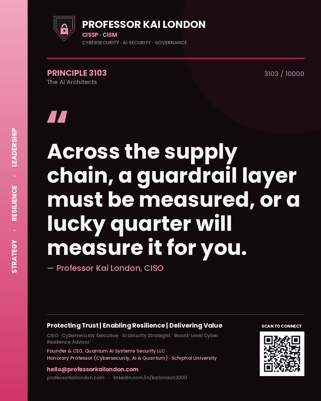 Professor Kai London principle 3103: Across the supply chain, a guardrail layer must be measured, or a lucky quarter will measure it for you.