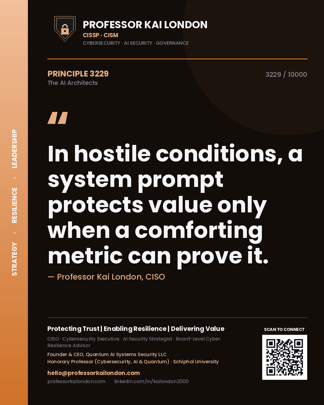 Professor Kai London principle 3229: In hostile conditions, a system prompt protects value only when a comforting metric can prove it.