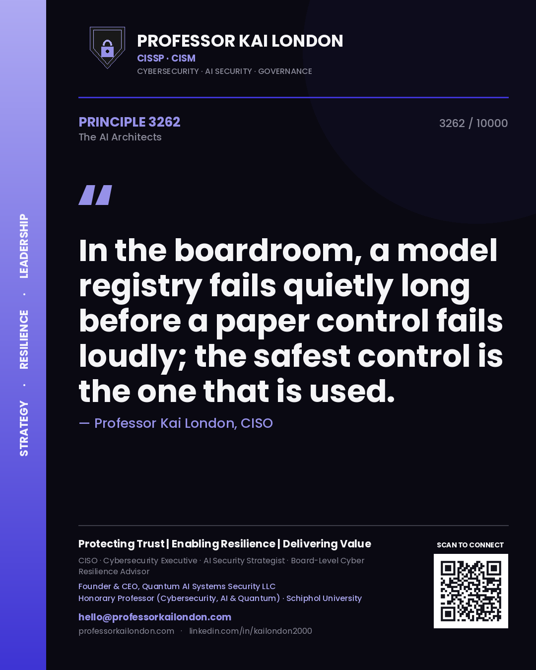 Professor Kai London principle 3262: In the boardroom, a model registry fails quietly long before a paper control fails loudly; the safest control is the one that is used.