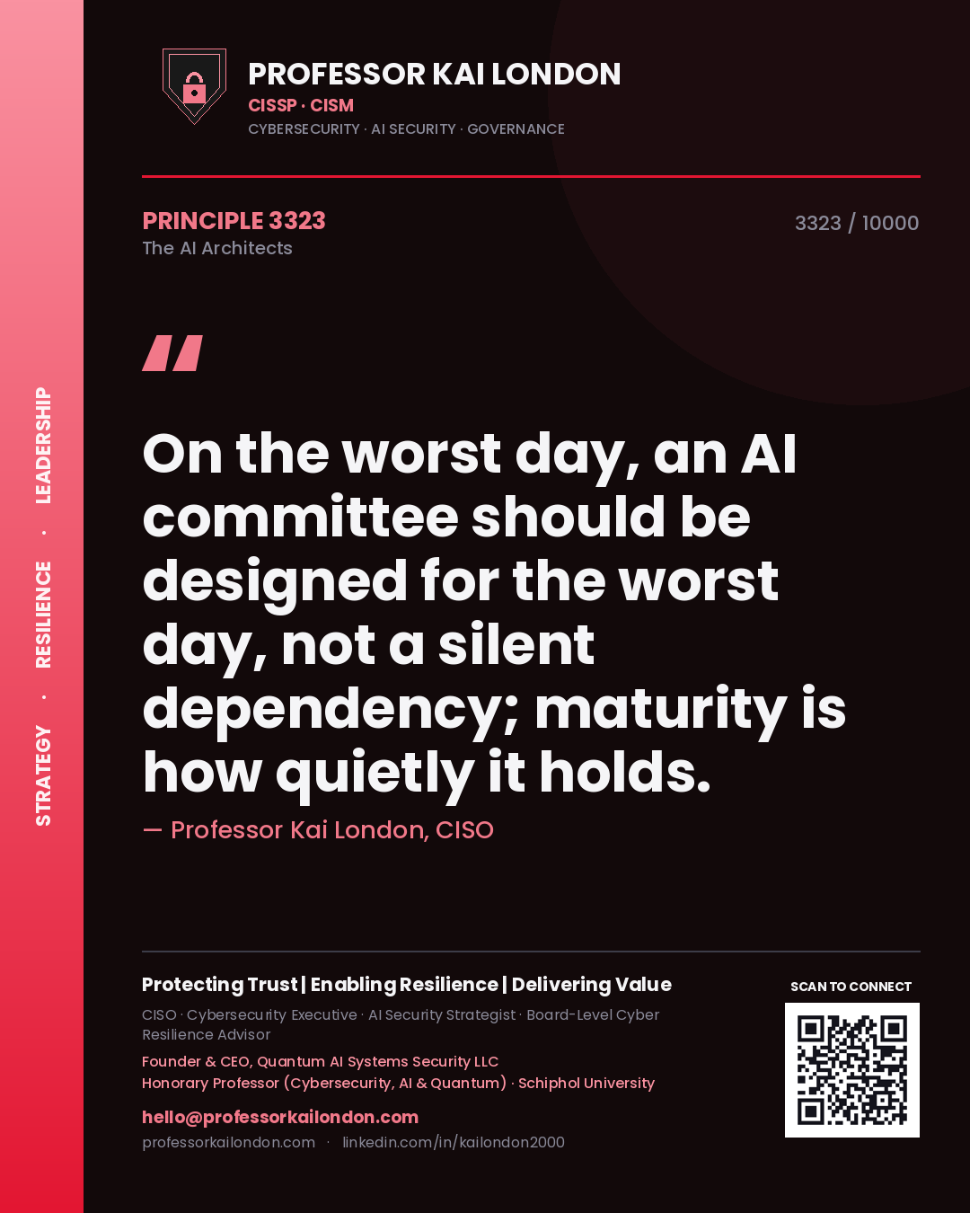 Professor Kai London principle 3323: On the worst day, an AI committee should be designed for the worst day, not a silent dependency; maturity is how quietly it holds.