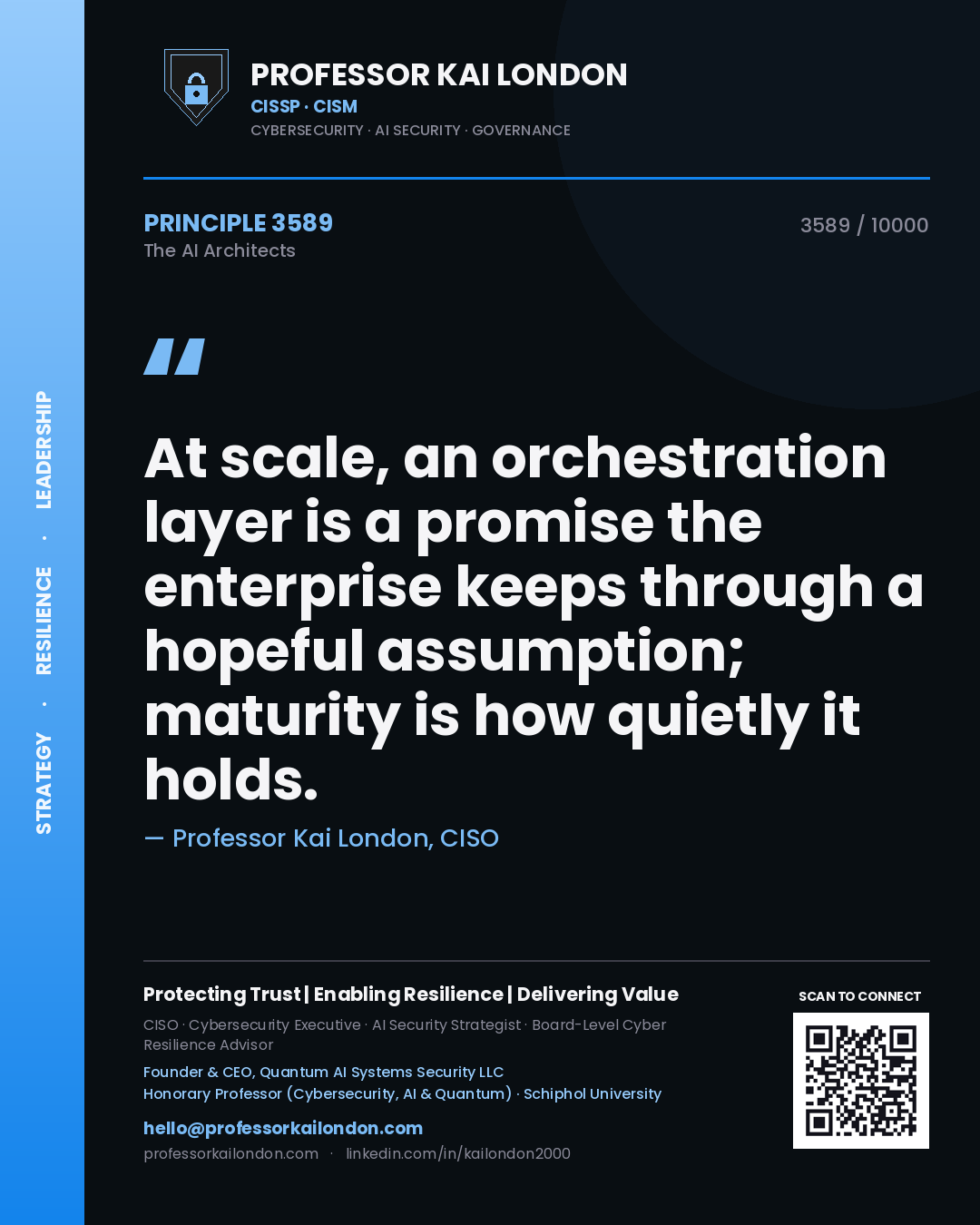 Professor Kai London principle 3589: At scale, an orchestration layer is a promise the enterprise keeps through a hopeful assumption; maturity is how quietly it holds.