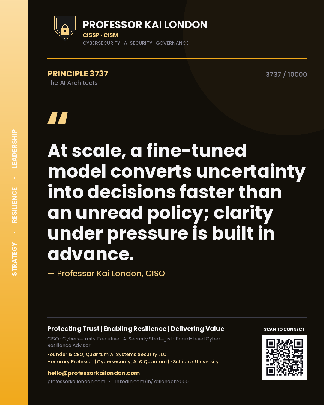 Professor Kai London principle 3737: At scale, a fine-tuned model converts uncertainty into decisions faster than an unread policy; clarity under pressure is built in advance.