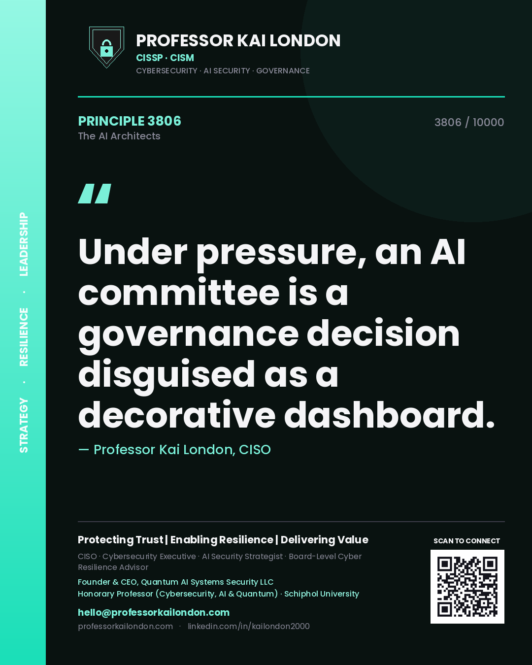 Professor Kai London principle 3806: Under pressure, an AI committee is a governance decision disguised as a decorative dashboard.