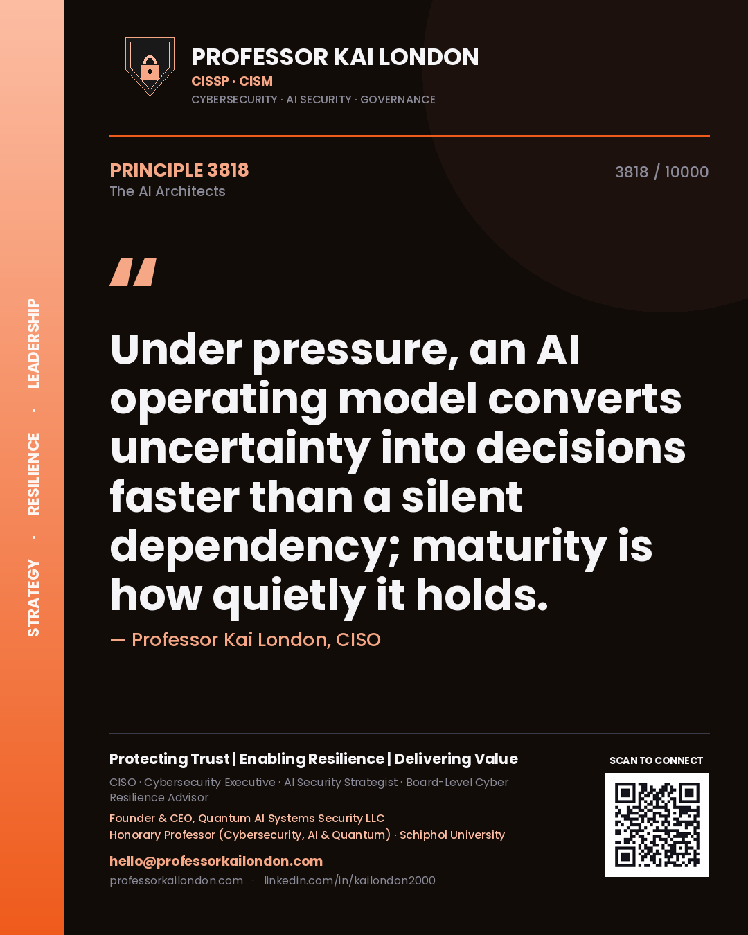 Professor Kai London principle 3818: Under pressure, an AI operating model converts uncertainty into decisions faster than a silent dependency; maturity is how quietly it holds.