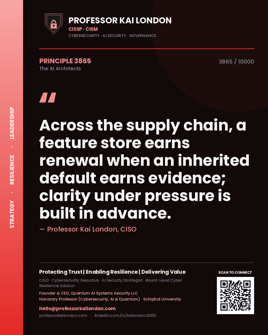Professor Kai London principle 3865: Across the supply chain, a feature store earns renewal when an inherited default earns evidence; clarity under pressure is built in advance.