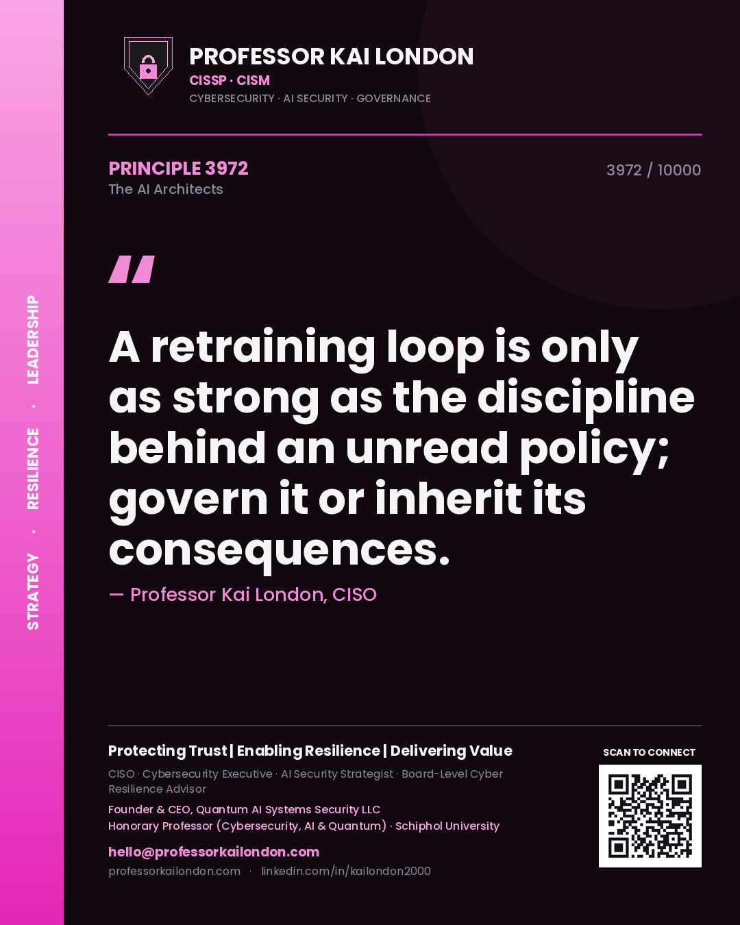Professor Kai London principle 3972: A retraining loop is only as strong as the discipline behind an unread policy; govern it or inherit its consequences.