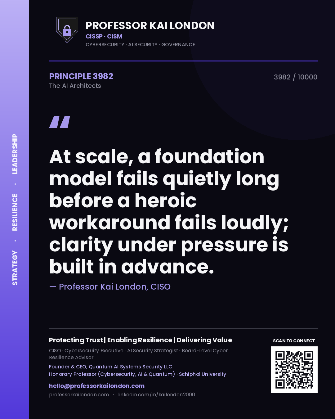 Professor Kai London principle 3982: At scale, a foundation model fails quietly long before a heroic workaround fails loudly; clarity under pressure is built in advance.