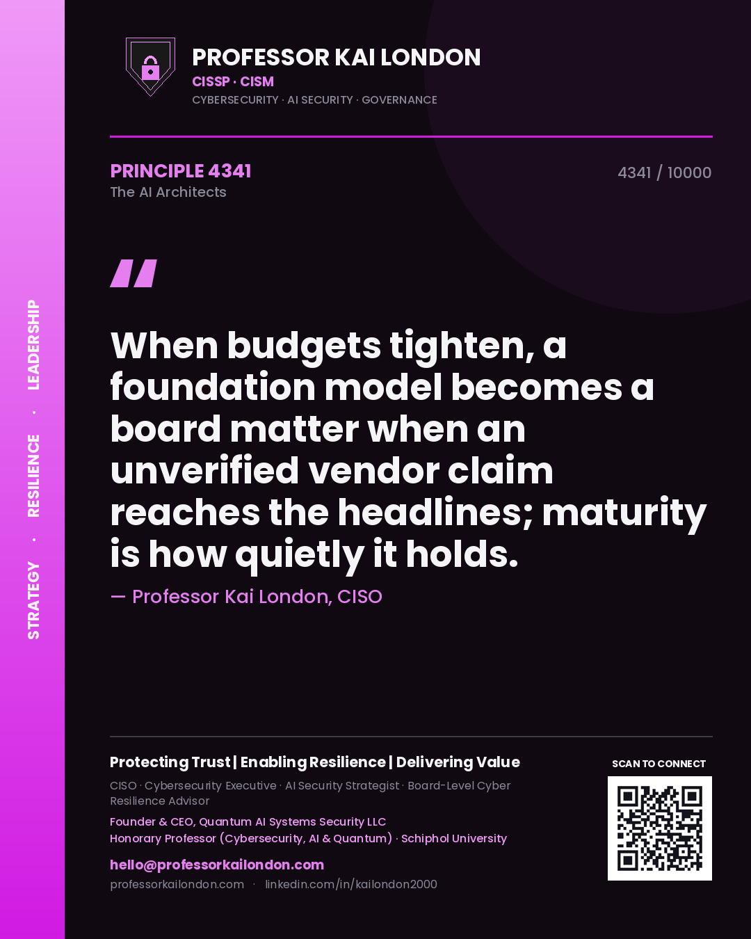 Professor Kai London principle 4341: When budgets tighten, a foundation model becomes a board matter when an unverified vendor claim reaches the headlines; maturity is how quietly it holds.