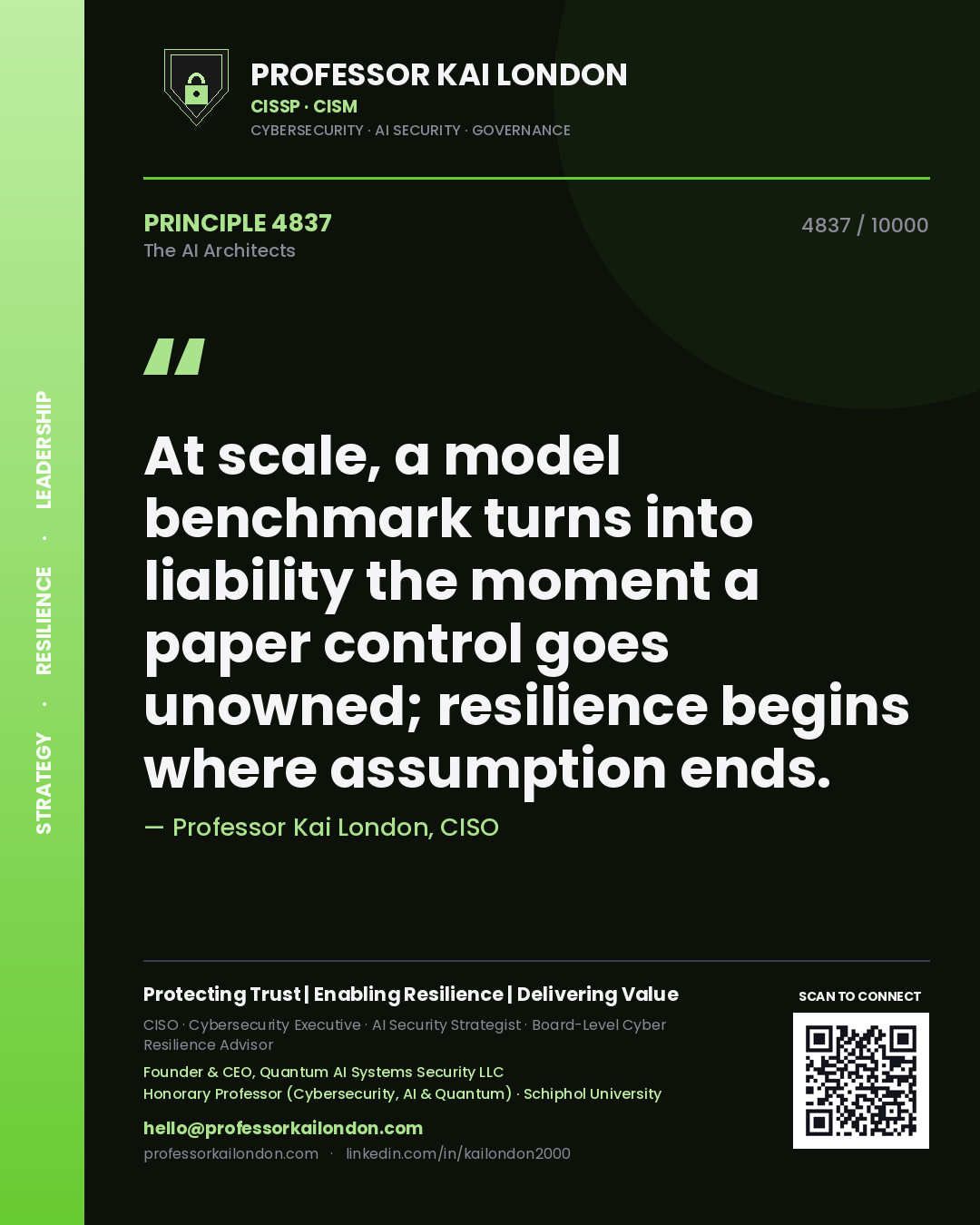 Professor Kai London principle 4837: At scale, a model benchmark turns into liability the moment a paper control goes unowned; resilience begins where assumption ends.