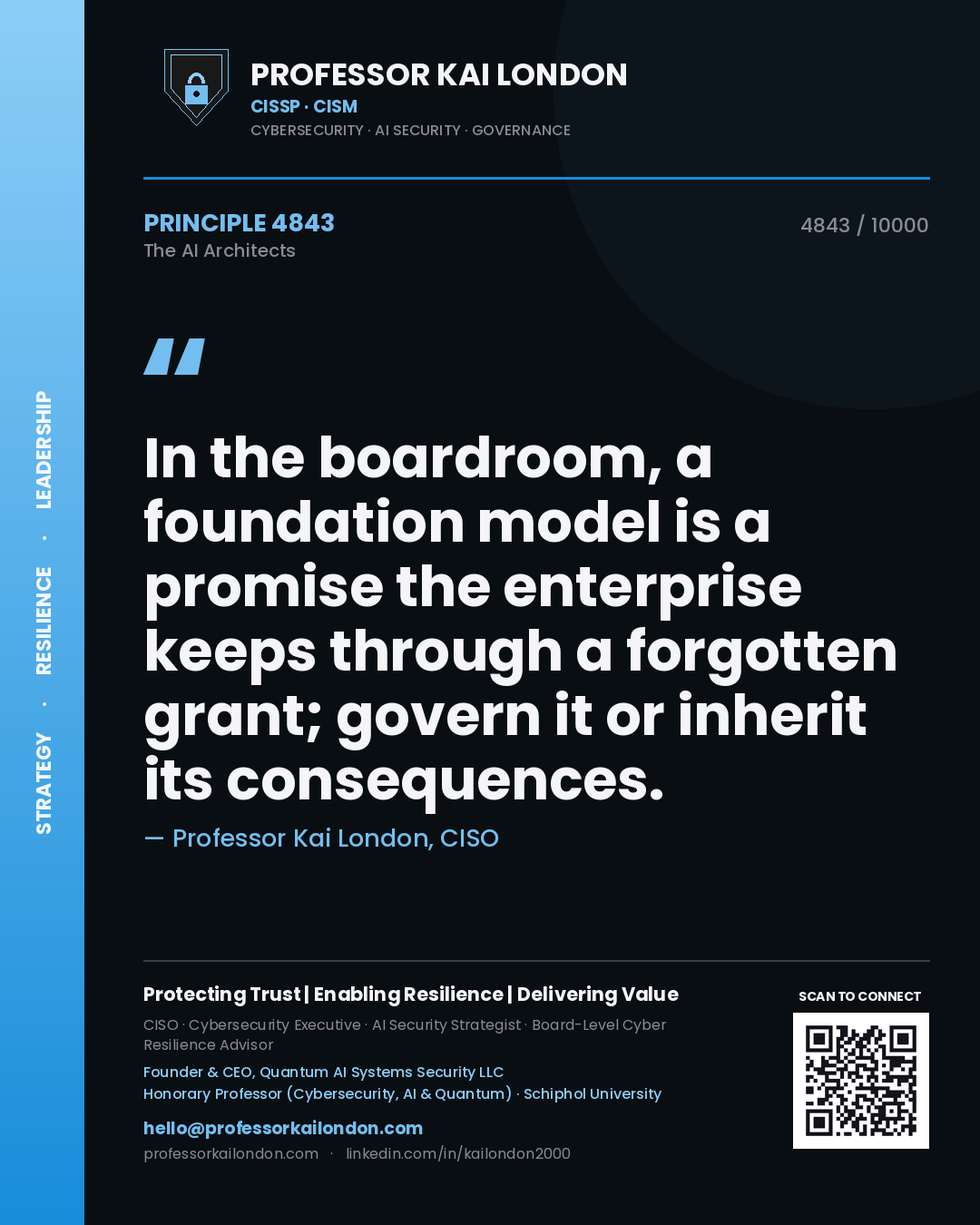 Professor Kai London principle 4843: In the boardroom, a foundation model is a promise the enterprise keeps through a forgotten grant; govern it or inherit its consequences.