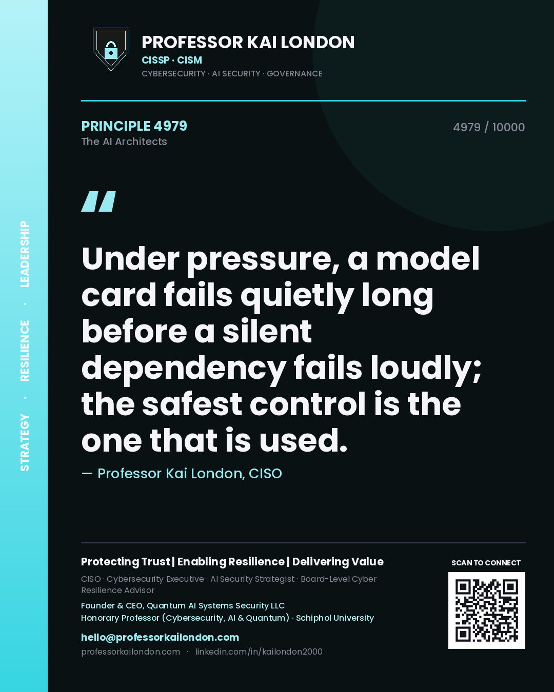 Professor Kai London principle 4979: Under pressure, a model card fails quietly long before a silent dependency fails loudly; the safest control is the one that is used.