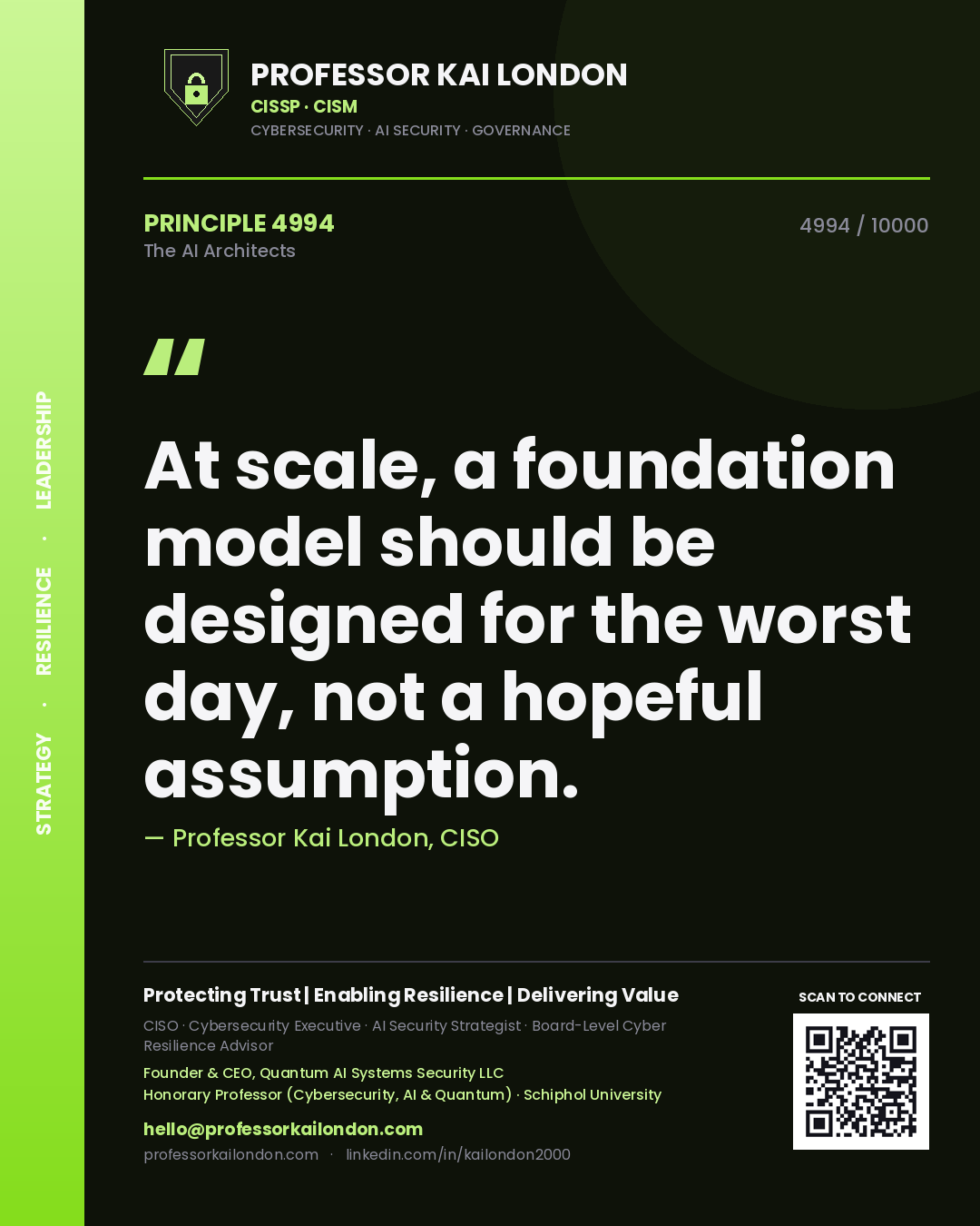 Professor Kai London principle 4994: At scale, a foundation model should be designed for the worst day, not a hopeful assumption.
