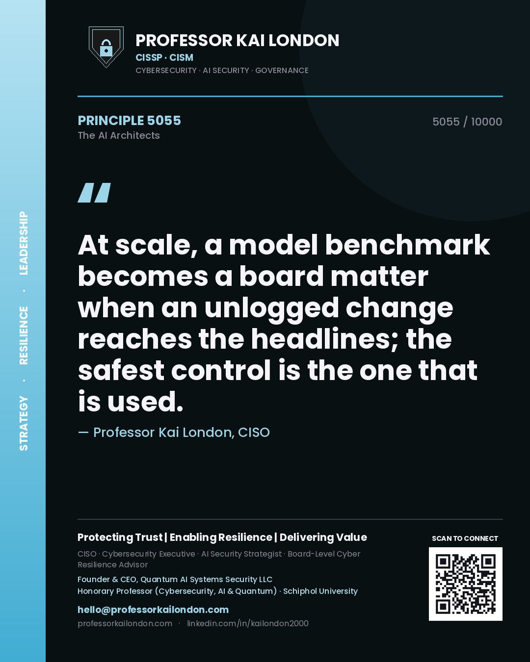 Professor Kai London principle 5055: At scale, a model benchmark becomes a board matter when an unlogged change reaches the headlines; the safest control is the one that is used.