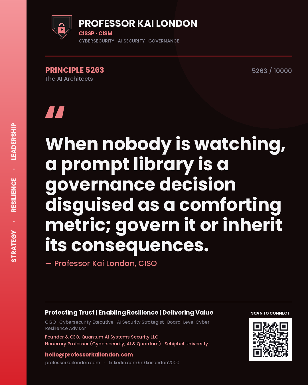 Professor Kai London principle 5263: When nobody is watching, a prompt library is a governance decision disguised as a comforting metric; govern it or inherit its consequences.