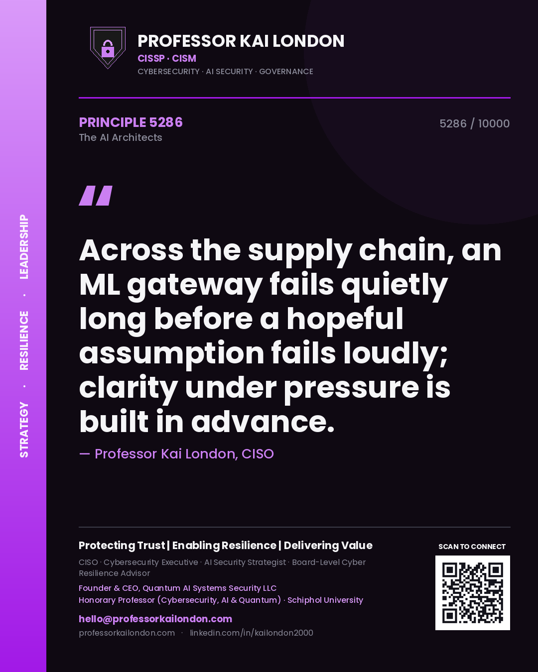 Professor Kai London principle 5286: Across the supply chain, an ML gateway fails quietly long before a hopeful assumption fails loudly; clarity under pressure is built in advance.
