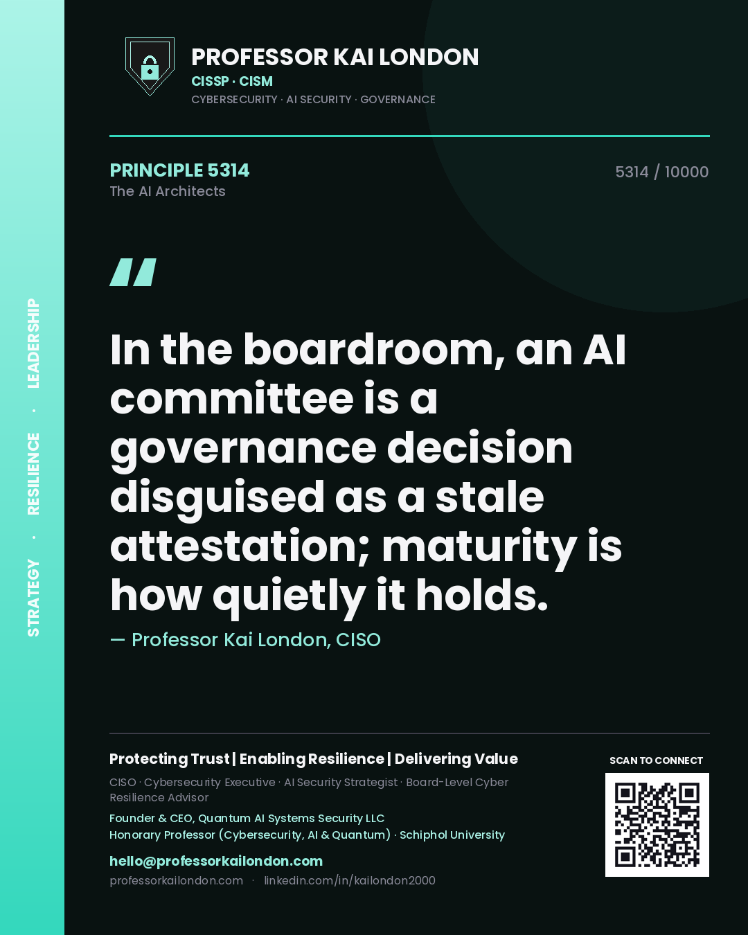 Professor Kai London principle 5314: In the boardroom, an AI committee is a governance decision disguised as a stale attestation; maturity is how quietly it holds.