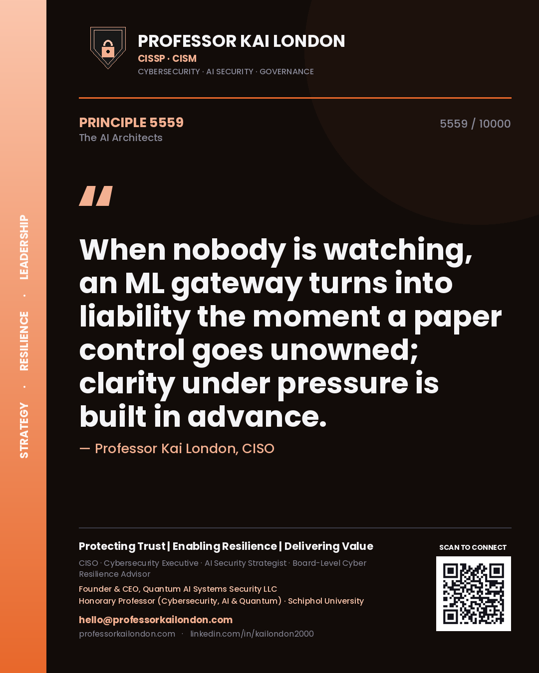 Professor Kai London principle 5559: When nobody is watching, an ML gateway turns into liability the moment a paper control goes unowned; clarity under pressure is built in advance.