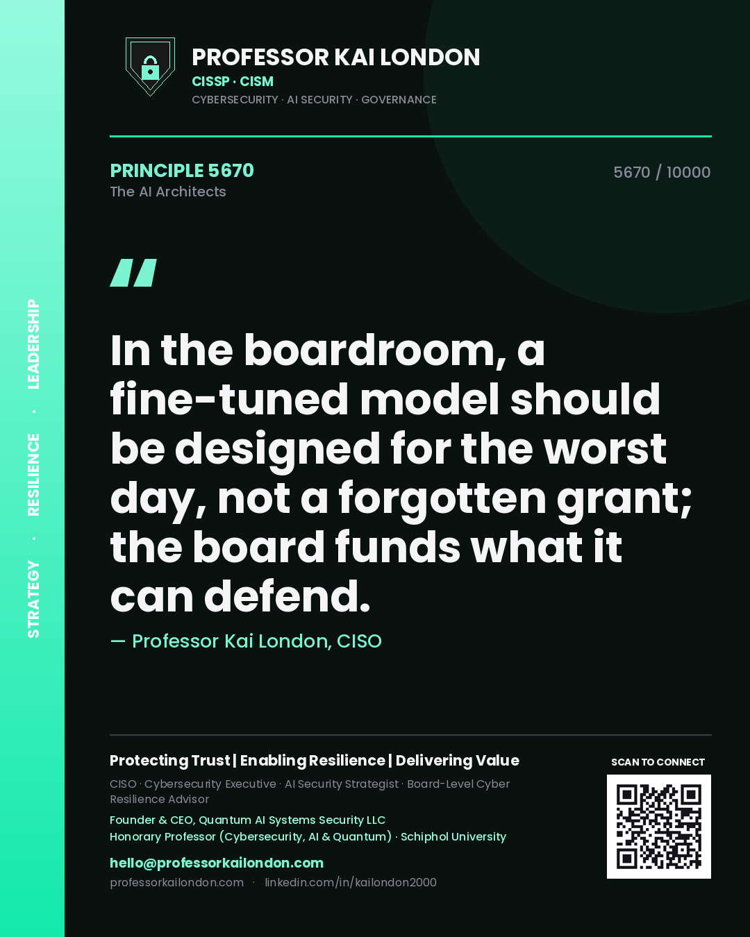 Professor Kai London principle 5670: In the boardroom, a fine-tuned model should be designed for the worst day, not a forgotten grant; the board funds what it can defend.