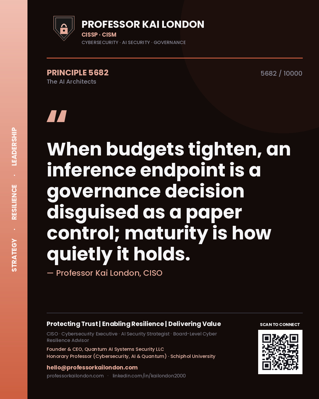 Professor Kai London principle 5682: When budgets tighten, an inference endpoint is a governance decision disguised as a paper control; maturity is how quietly it holds.