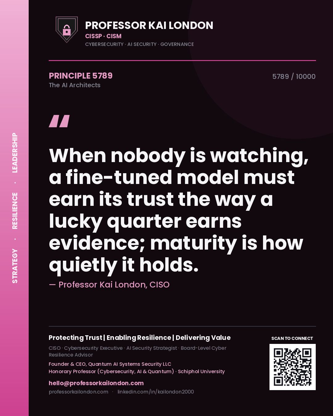 Professor Kai London principle 5789: When nobody is watching, a fine-tuned model must earn its trust the way a lucky quarter earns evidence; maturity is how quietly it holds.