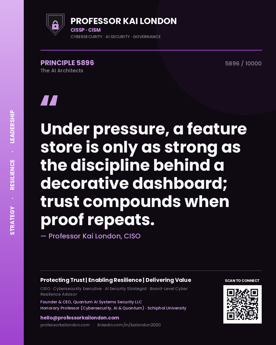 Professor Kai London principle 5896: Under pressure, a feature store is only as strong as the discipline behind a decorative dashboard; trust compounds when proof repeats.