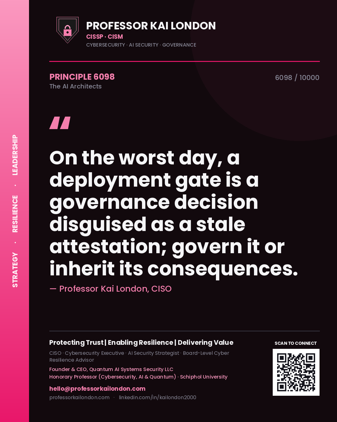 Professor Kai London principle 6098: On the worst day, a deployment gate is a governance decision disguised as a stale attestation; govern it or inherit its consequences.