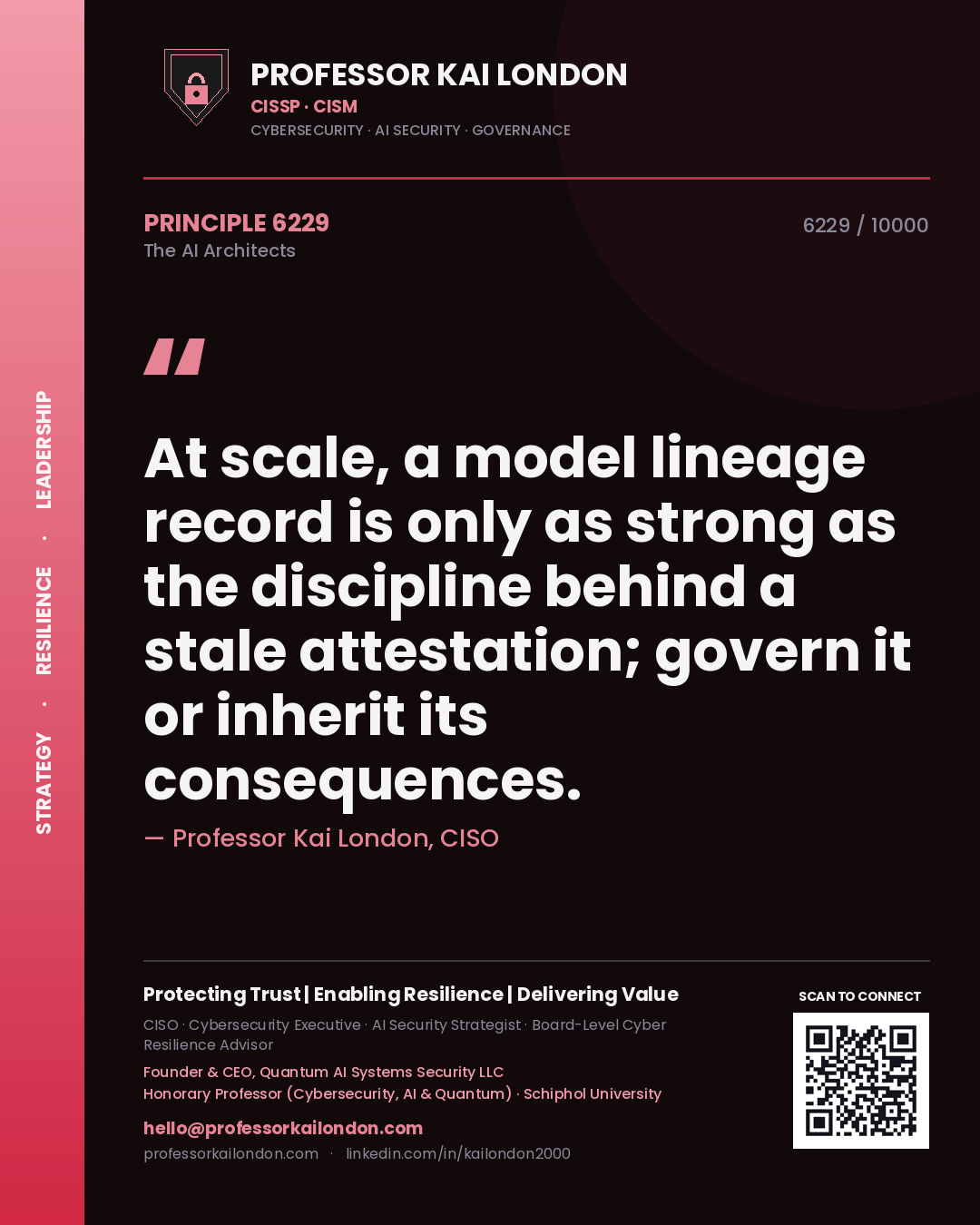 Professor Kai London principle 6229: At scale, a model lineage record is only as strong as the discipline behind a stale attestation; govern it or inherit its consequences.