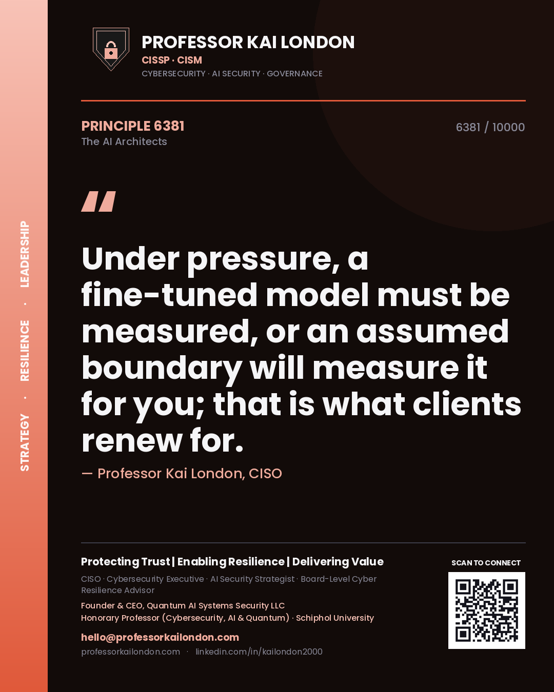 Professor Kai London principle 6381: Under pressure, a fine-tuned model must be measured, or an assumed boundary will measure it for you; that is what clients renew for.
