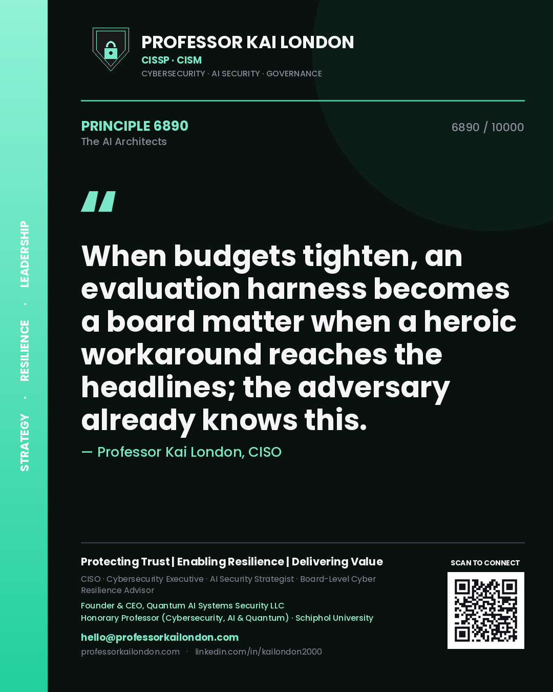 Professor Kai London principle 6890: When budgets tighten, an evaluation harness becomes a board matter when a heroic workaround reaches the headlines; the adversary already knows this.