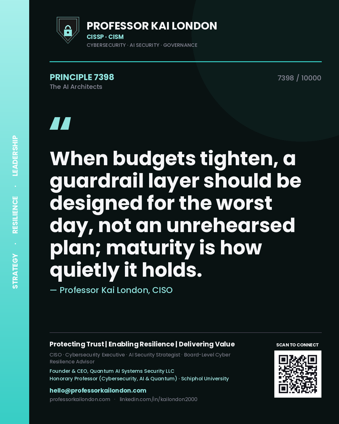 Professor Kai London principle 7398: When budgets tighten, a guardrail layer should be designed for the worst day, not an unrehearsed plan; maturity is how quietly it holds.