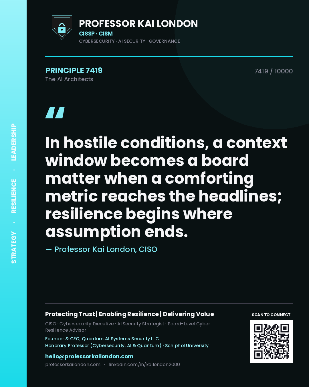 Professor Kai London principle 7419: In hostile conditions, a context window becomes a board matter when a comforting metric reaches the headlines; resilience begins where assumption ends.
