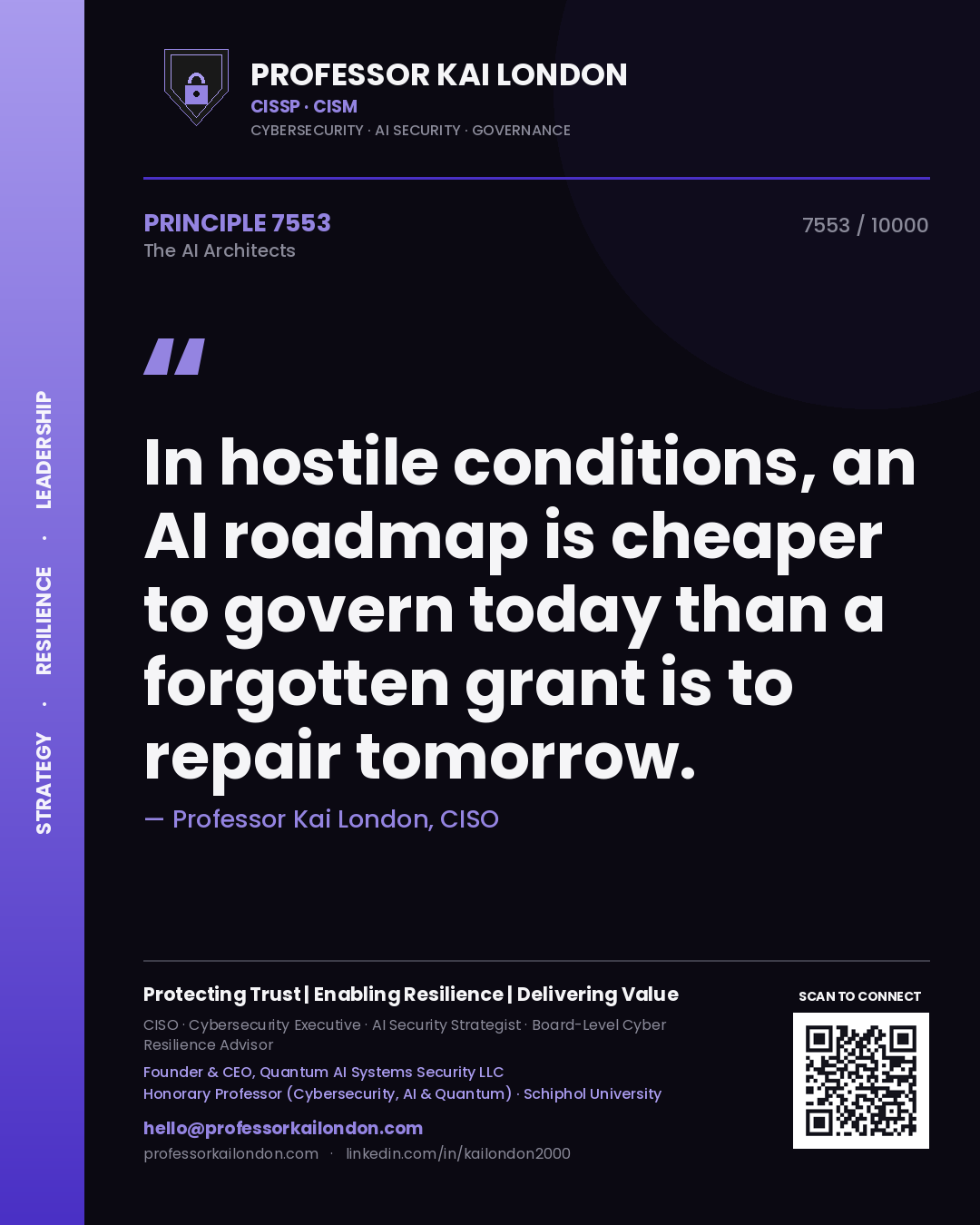 Professor Kai London principle 7553: In hostile conditions, an AI roadmap is cheaper to govern today than a forgotten grant is to repair tomorrow.