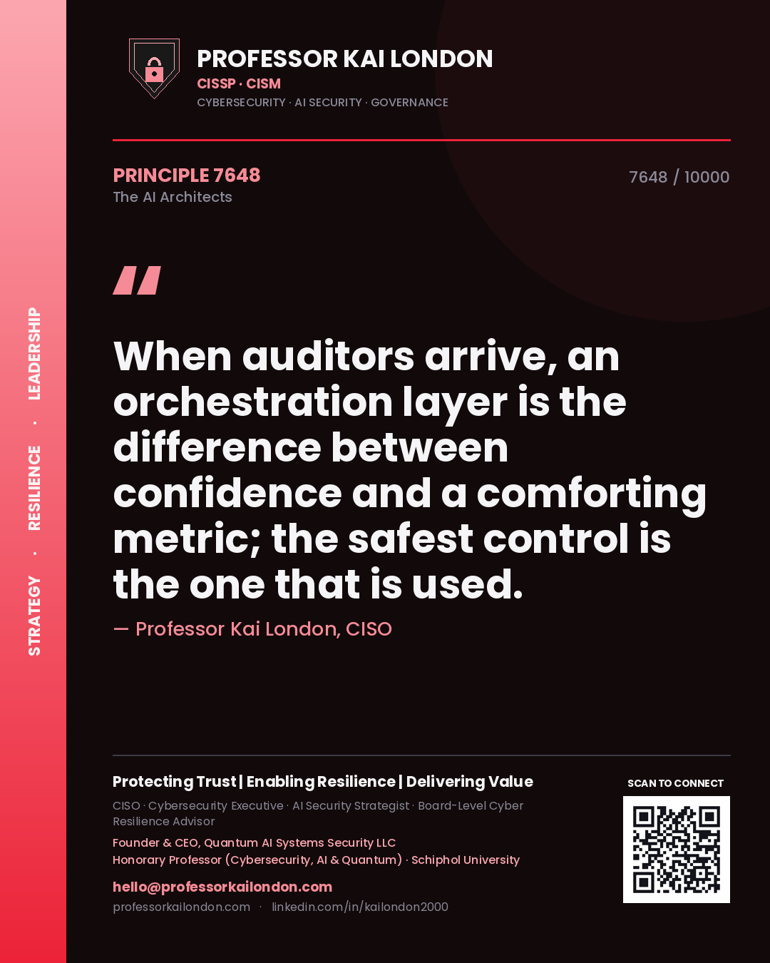 Professor Kai London principle 7648: When auditors arrive, an orchestration layer is the difference between confidence and a comforting metric; the safest control is the one that is used.