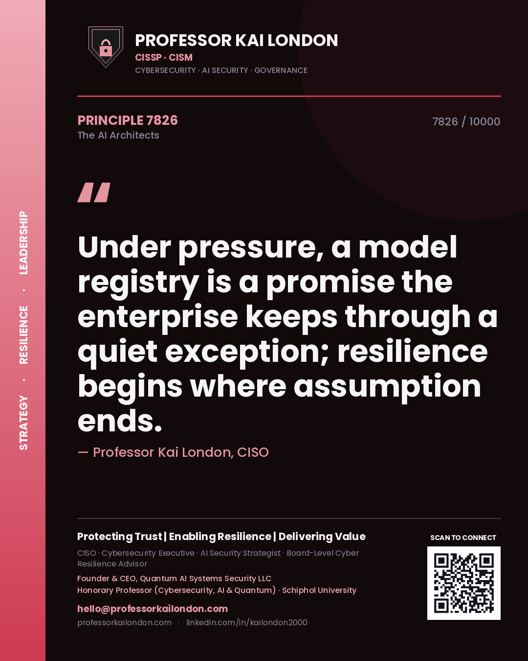 Professor Kai London principle 7826: Under pressure, a model registry is a promise the enterprise keeps through a quiet exception; resilience begins where assumption ends.