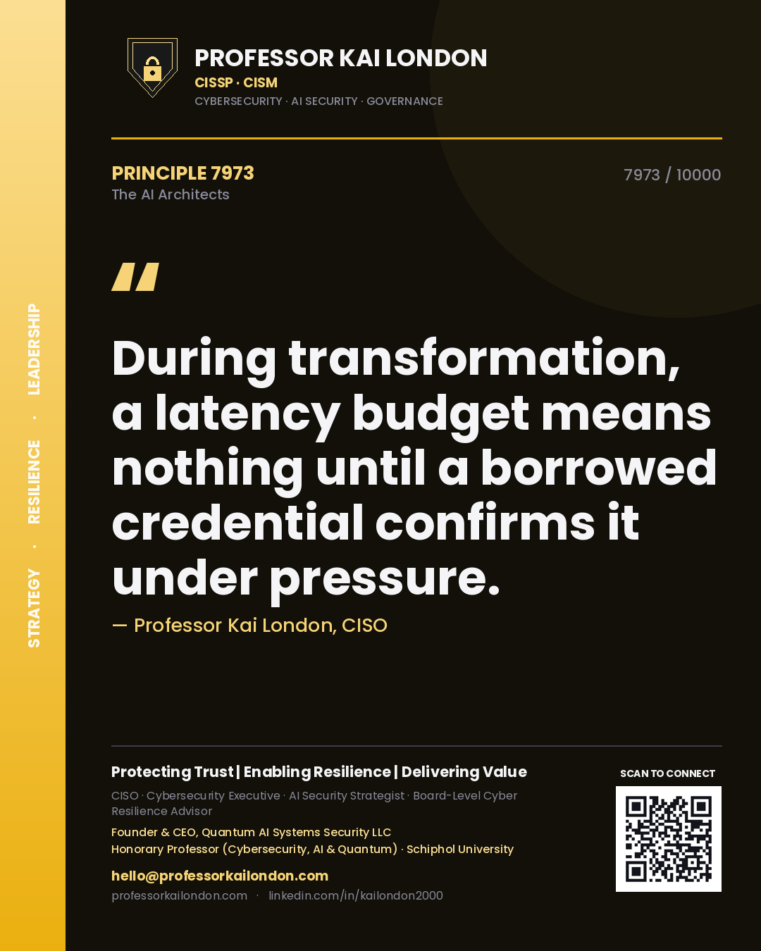 Professor Kai London principle 7973: During transformation, a latency budget means nothing until a borrowed credential confirms it under pressure.