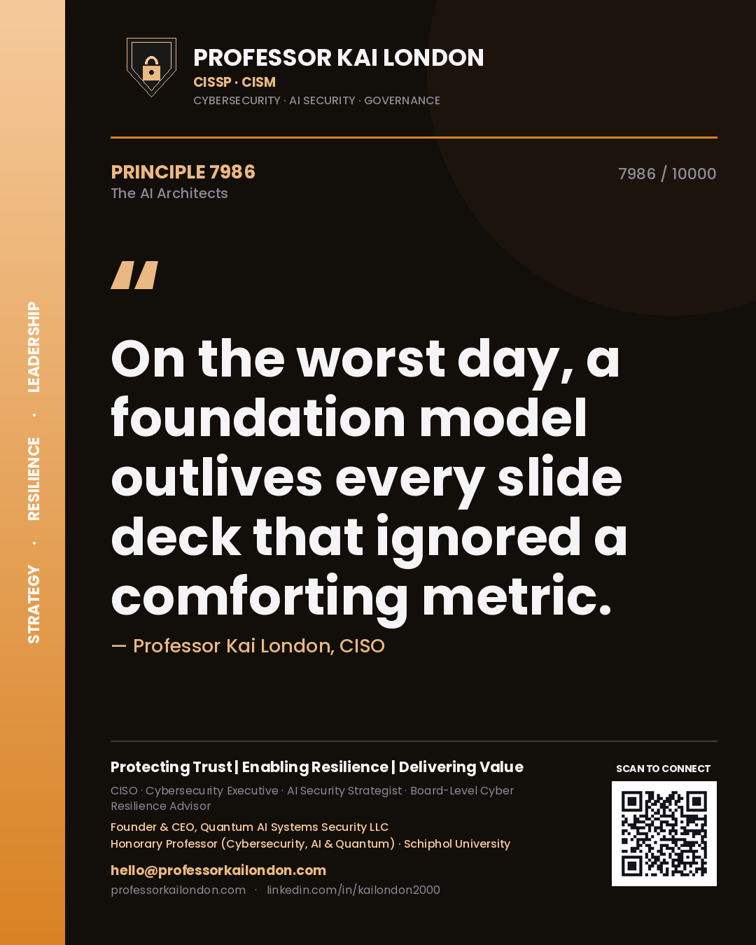 Professor Kai London principle 7986: On the worst day, a foundation model outlives every slide deck that ignored a comforting metric.