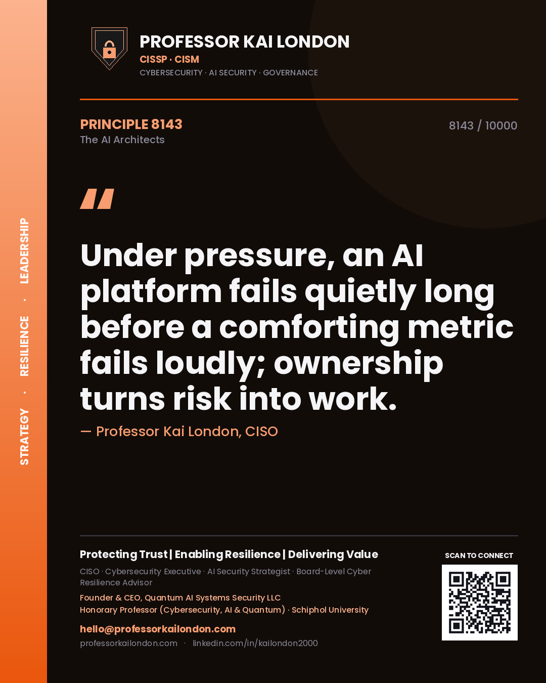 Professor Kai London principle 8143: Under pressure, an AI platform fails quietly long before a comforting metric fails loudly; ownership turns risk into work.