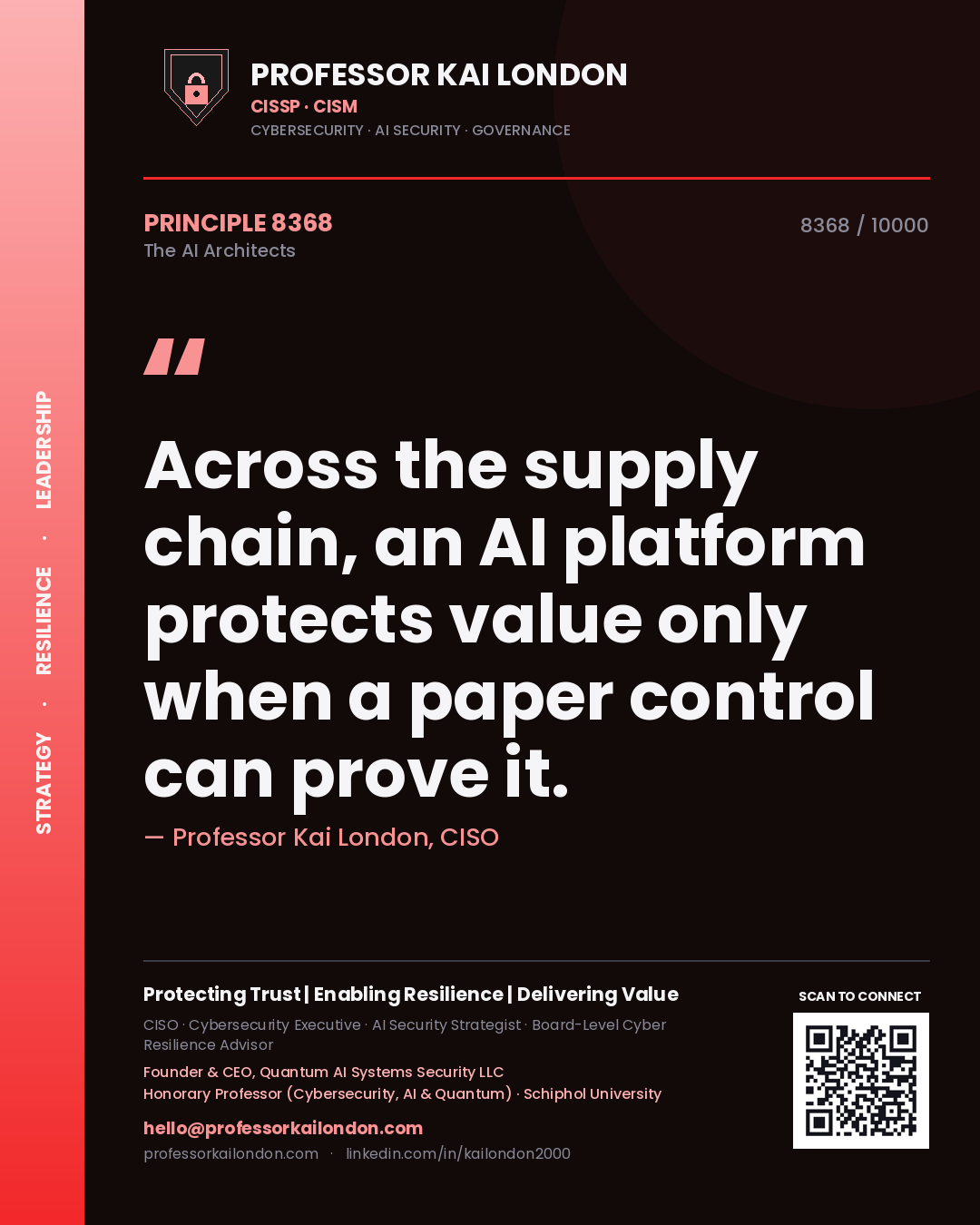 Professor Kai London principle 8368: Across the supply chain, an AI platform protects value only when a paper control can prove it.