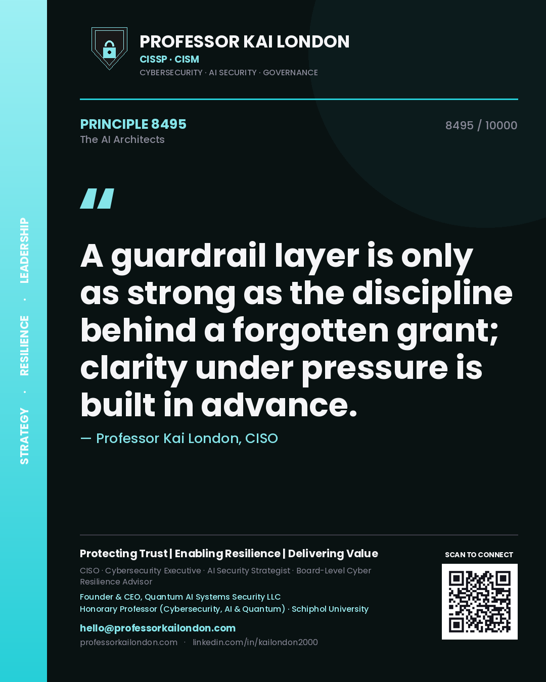 Professor Kai London principle 8495: A guardrail layer is only as strong as the discipline behind a forgotten grant; clarity under pressure is built in advance.