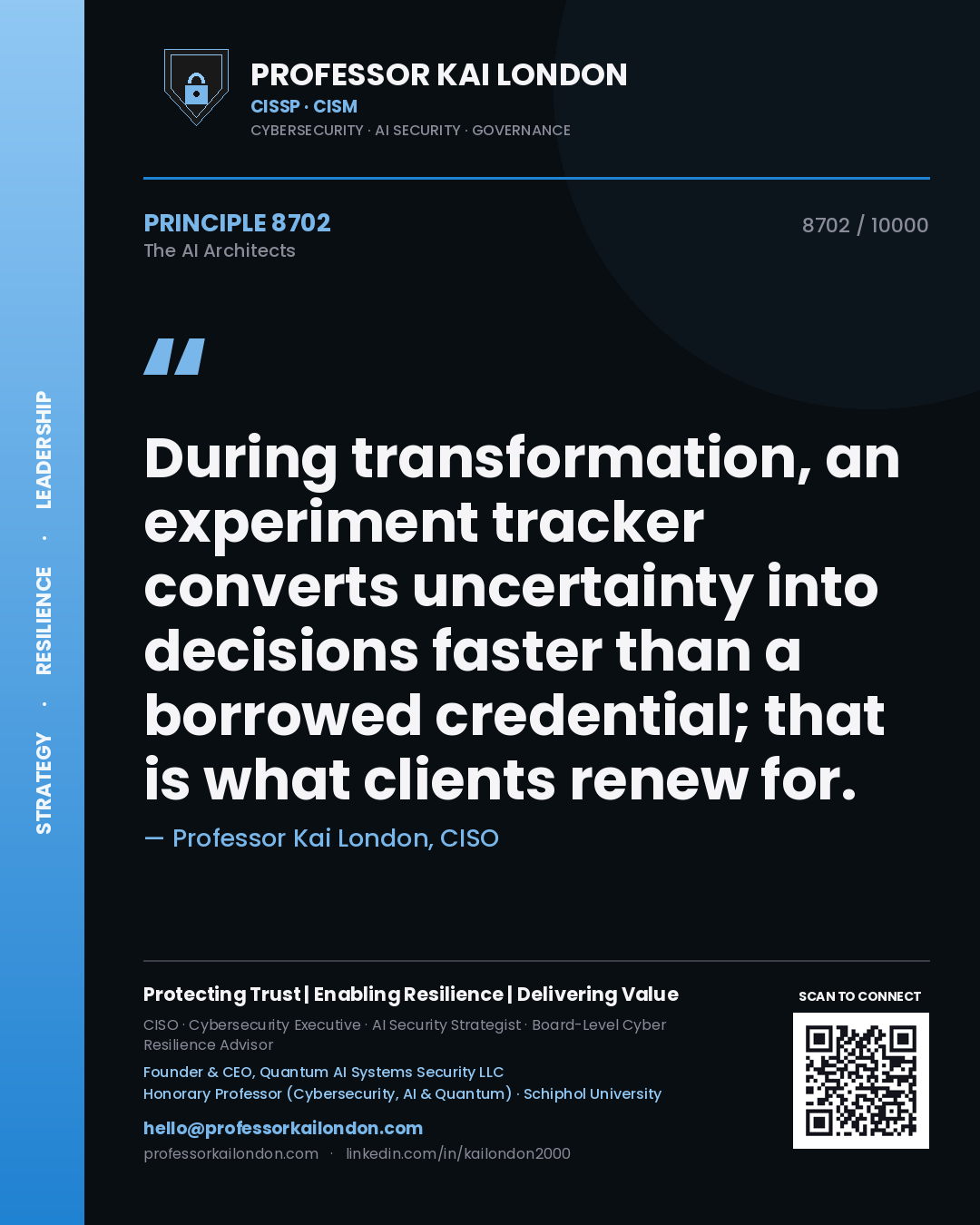 Professor Kai London principle 8702: During transformation, an experiment tracker converts uncertainty into decisions faster than a borrowed credential; that is what clients renew for.