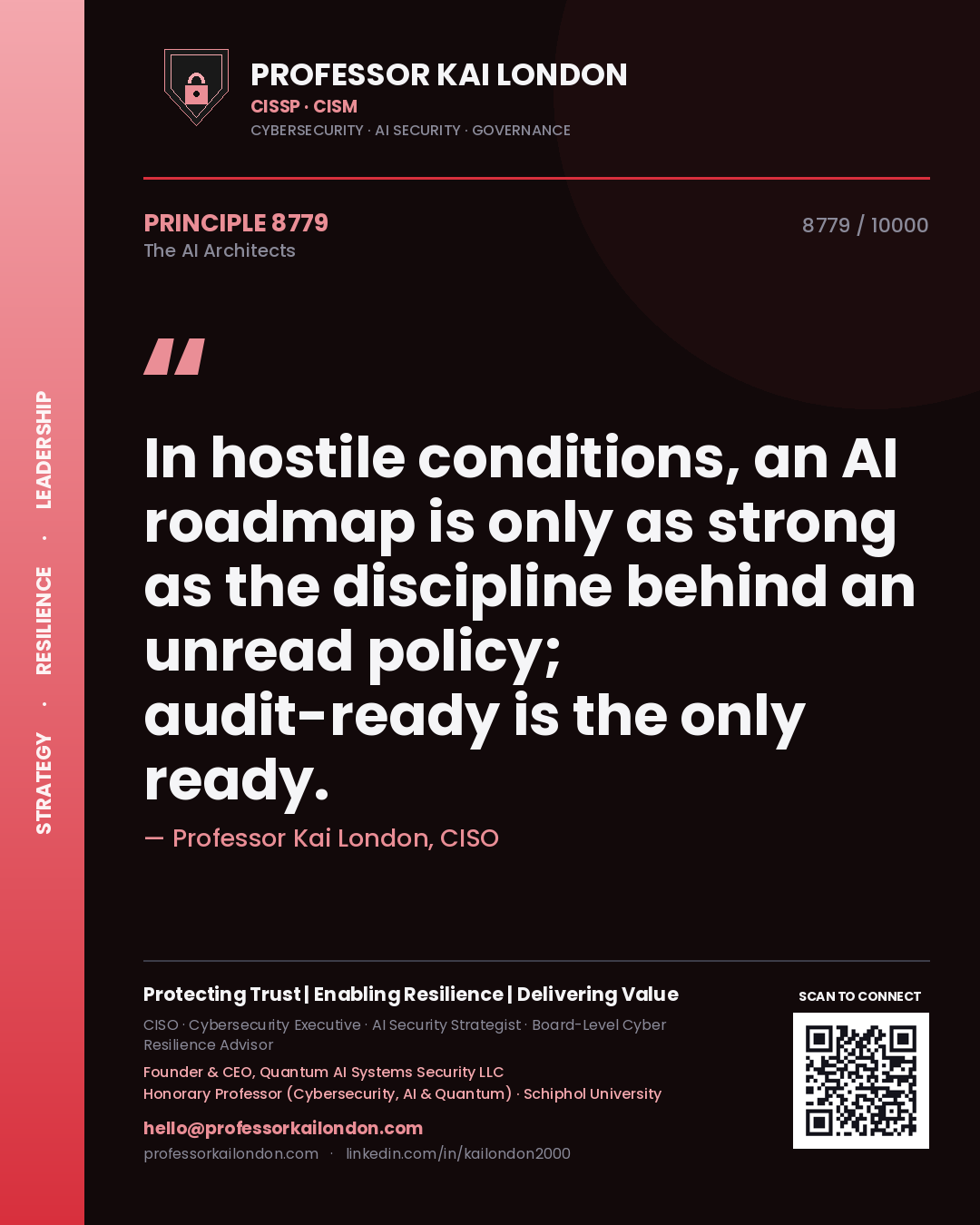 Professor Kai London principle 8779: In hostile conditions, an AI roadmap is only as strong as the discipline behind an unread policy; audit-ready is the only ready.