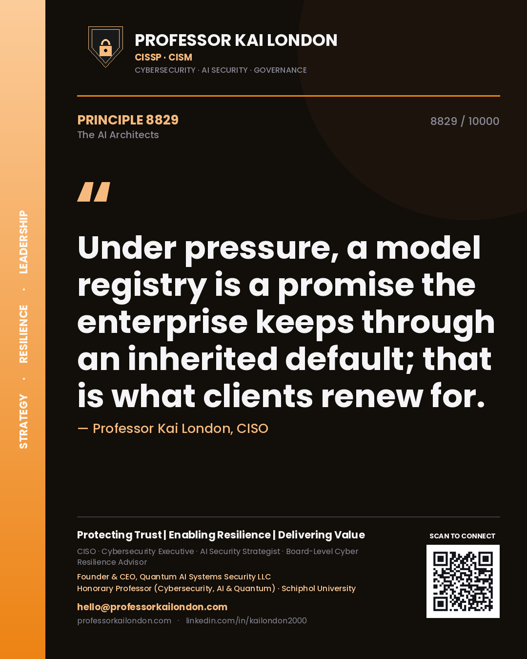 Professor Kai London principle 8829: Under pressure, a model registry is a promise the enterprise keeps through an inherited default; that is what clients renew for.