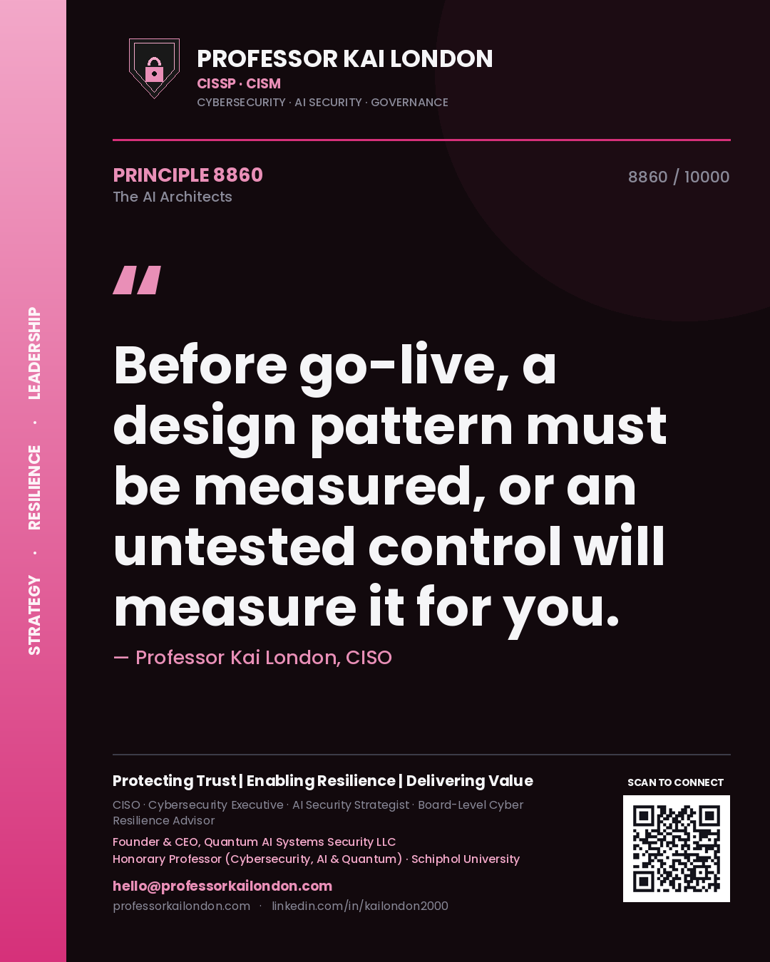 Professor Kai London principle 8860: Before go-live, a design pattern must be measured, or an untested control will measure it for you.