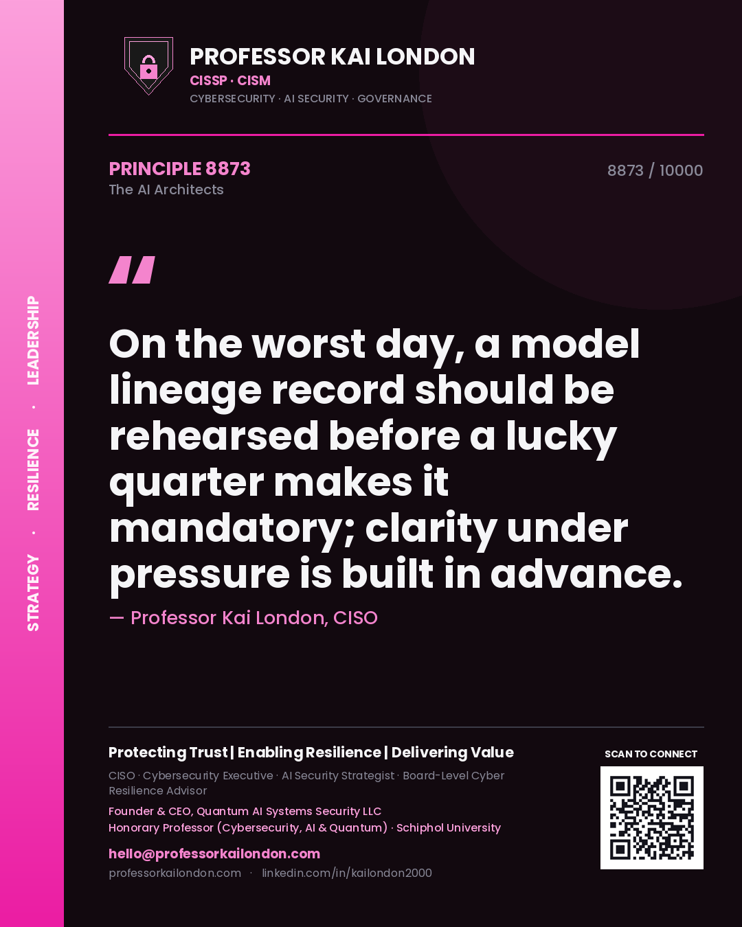 Professor Kai London principle 8873: On the worst day, a model lineage record should be rehearsed before a lucky quarter makes it mandatory; clarity under pressure is built in advance.